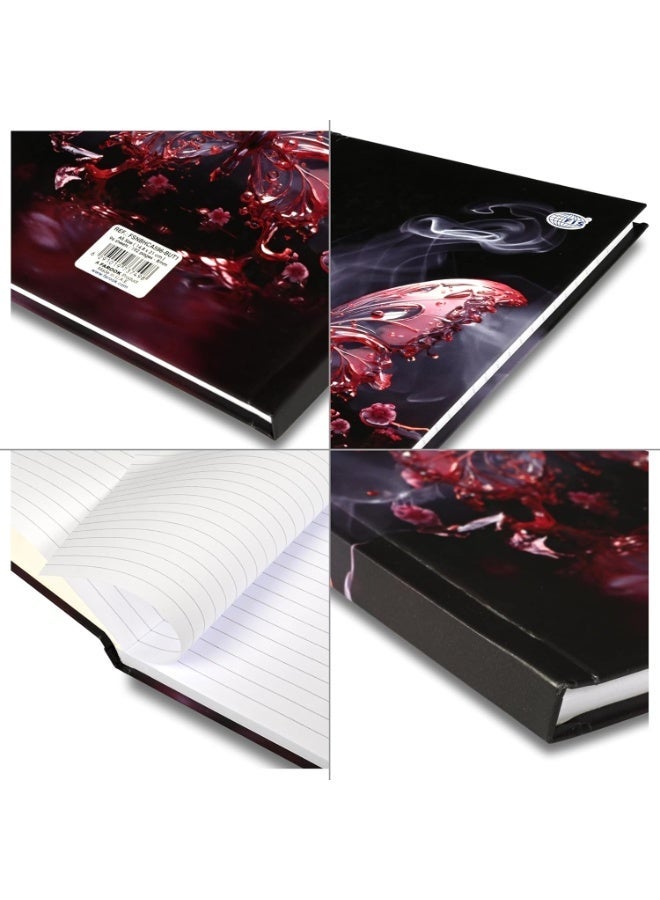 FIS® Hard Cover Notebook, Size A5(148x210mm), 96 Sheets, 192 Pages, Single Ruled, Packet of 5 Pieces, Butterfly Design 1-FSNBHCA596-BUT1 - Image 3